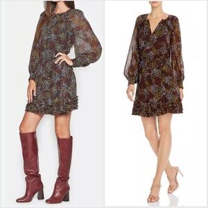 Joie‎ Donetta Floral Balloon Long Sleeve Silk Dress Size Large